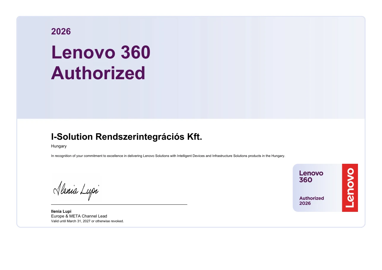 I-Solution Lenovo 360 Authorized tanúsítvány